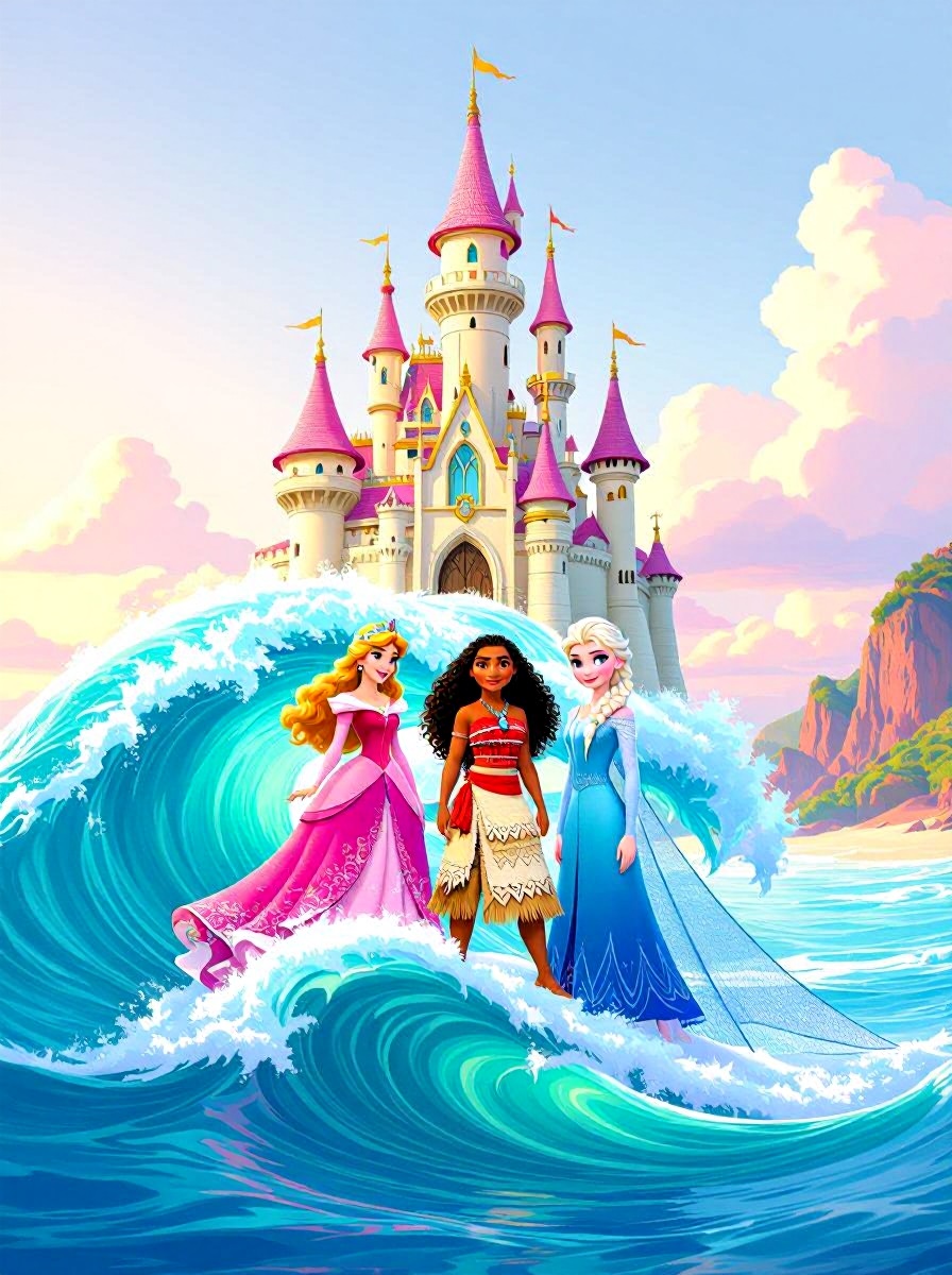 Royal castle princesses illustration